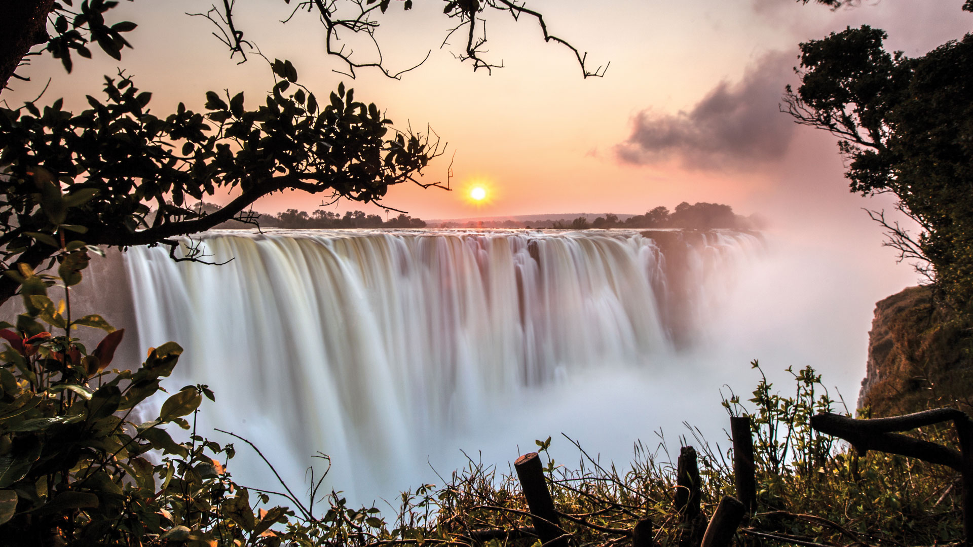 Victoria Falls at sunset